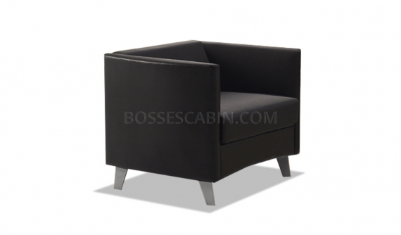 modern single seater office sofa in black leather