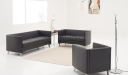 office sofa set in black PU leather