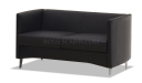 office sofa in black leather with silver color metal legs