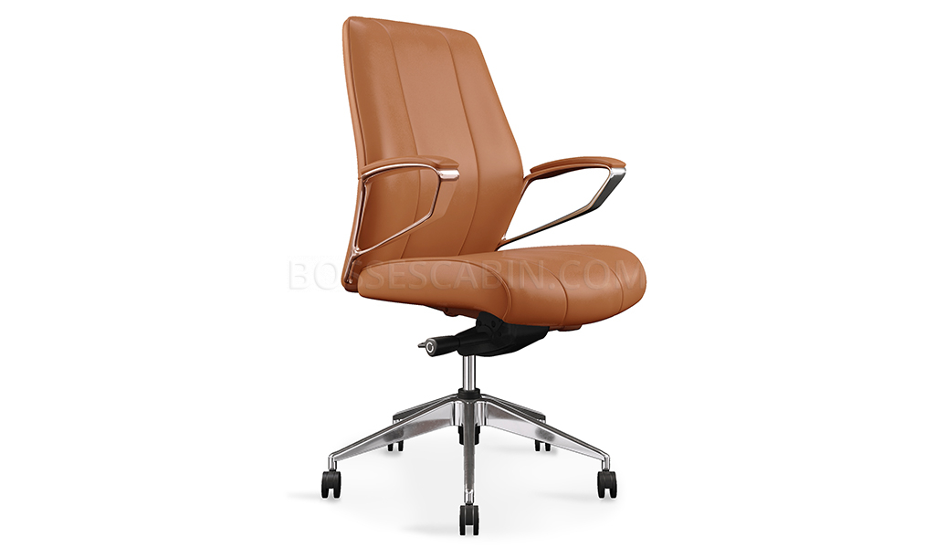 Calm Medium Back Office Chair In Tan Leather BossesCabin