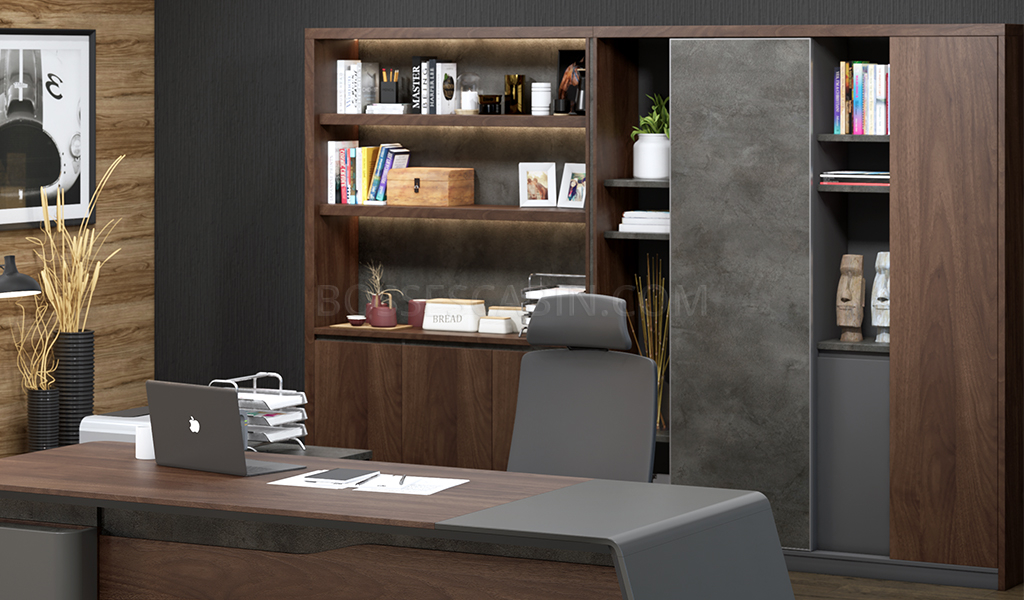 Walnut office outlet cabinet