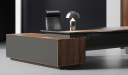 'Maxim' Office Desk In Warm Walnut & Leather