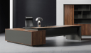 'Maxim' Office Desk In Warm Walnut & Leather