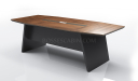 walnut top meeting table with gray legs