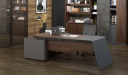 'Inspira' Walnut Office Desk With Side Cabinet