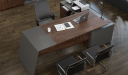 'Inspira' Walnut Office Desk With Side Cabinet