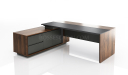 'Maxima' Office Desk In Warm Walnut & Leather