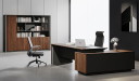 'Maxima' 7.5 Ft. Office Desk In Warm Walnut & Leather