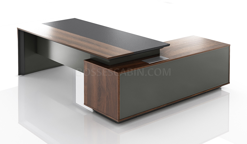 Office Desk In Leather  Contemporary Office Desks Online: Boss's Cabin