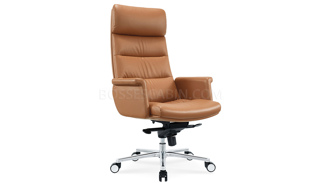 Tan leather on sale office chair