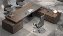 'Nexa' 10 Ft. Office Desk In Pari Walnut & Leather
