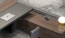 'Nexa' 10 Ft. Office Desk In Pari Walnut & Leather