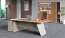 'Swan' 7 Feet Office Desk In Golden Sandalwood