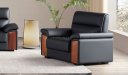'Polo' One Seater Institutional Sofa In Leather & Wood