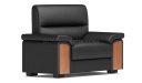 'Polo' One Seater Institutional Sofa In Leather & Wood