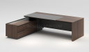 'Nexa' 8 Ft. Office Desk In Pari Walnut & Leather