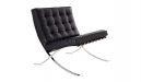 black leather barcelona chair side view