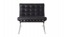 black leather barcelona chair front view