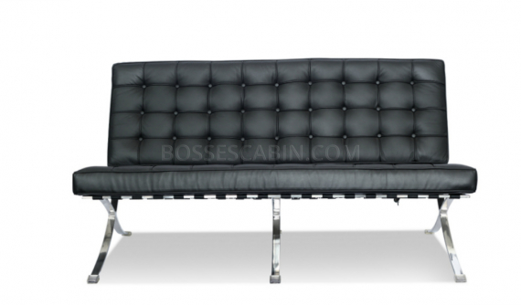 barcelona style office sofa in black leather