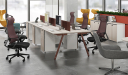 'Orion' 2 Seater Workstation In Pearwood & Brown