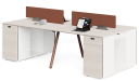 'Orion' 2 Seater Workstation In Pearwood & Brown