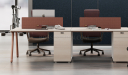 'Orion' 2 Seater Workstation In Pearwood & Brown