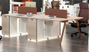 'Orion' 2 Seater Workstation In Pearwood & Brown