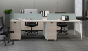 'Orion' Linear Workstation In Pearwood & Acqua Green