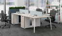'Orion' Linear Workstation In Pearwood & Acqua Green
