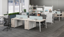 'Orion' Linear Workstation In Pearwood & Acqua Green