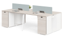 'Orion' Linear Workstation In Pearwood & Acqua Green