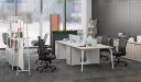 'Orion' Linear Workstation In Pearwood & Acqua Green