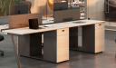 'Orion' Linear Workstation In Pearwood & Gray