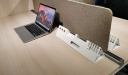 'Orion' Linear Workstation In Pearwood & Gray