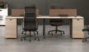 'Orion' Linear Workstation In Pearwood & Gray