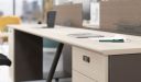 'Orion' Linear Workstation In Pearwood & Gray