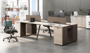 'Orion' Linear Workstation In Pearwood & Gray