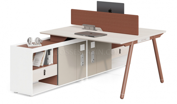 'Mobi II' Linear Workstation With Side Cabinet