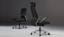 'Hero' Medium Back Office Chair In Black Leather