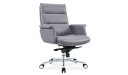 'Omega' Medium Back Chair In Gray PU Leather