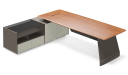 'Varna' 8.5 Feet Office Table in Walnut & Lacquer Finish