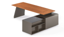 'Varna' 8.5 Feet Office Table in Walnut & Lacquer Finish