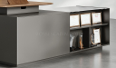 'Varna' 8.5 Feet Office Table in Walnut & Lacquer Finish