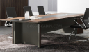 'Maxima' 12 Feet Meeting Table in Leather & Wood