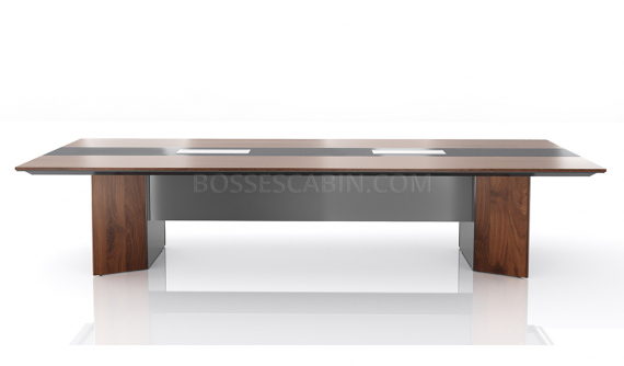 'Maxima' 12 Feet Meeting Table in Leather & Wood