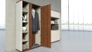 'Rodolfo' 9.5 Feet Office Cabinet In Walnut & Leather