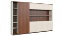 'Rodolfo' 9.5 Feet Office Cabinet In Walnut & Leather