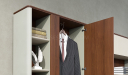 'Rodolfo' 9.5 Feet Office Cabinet In Walnut & Leather