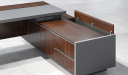 'Larry' 10 Ft Office Desk In Mountain Grain Walnut & Leather