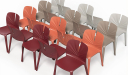 'Plis' Stackable Plastic Chair In Marsala Red